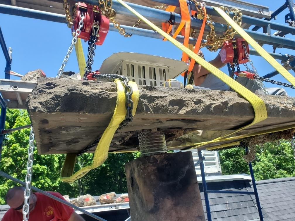 Application of a Topper to Stone Chimney